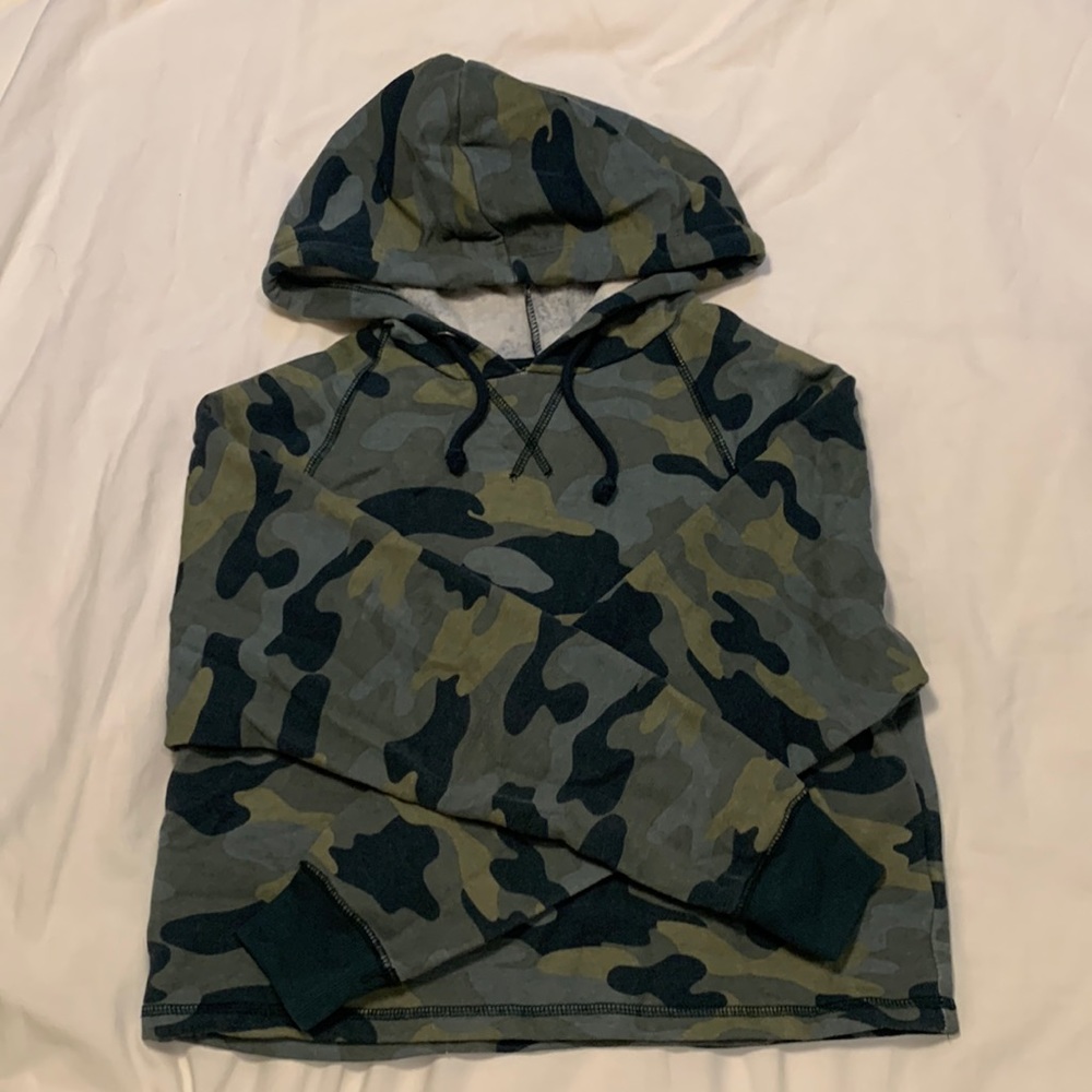 H&M DIVIDED Camoflauge Green Cropped Hoodie Size  XS.